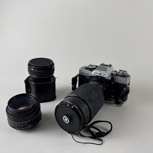 Vintage Minolta XG-M 35mm Film Camera Japan Super Albinar 80-205mm Lens Flash Ki